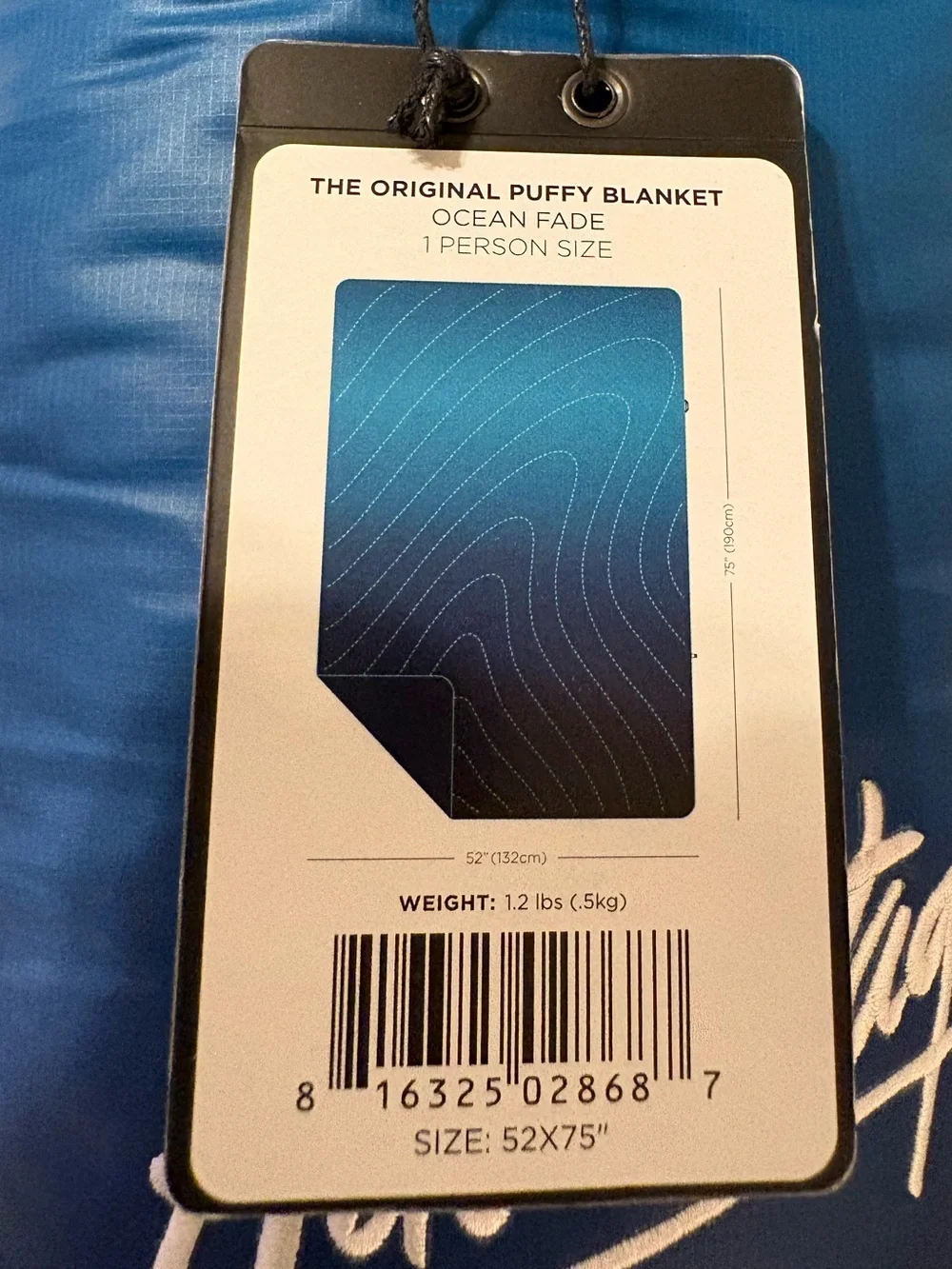 NEW Rumpl Original Puffy Blanket – Ocean Fade – 1 Person 52” x 75”